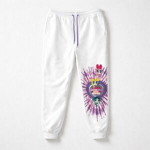 White women Joggers with Purple Design